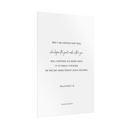 Philippians 1:6, Rolled Poster, Vertical