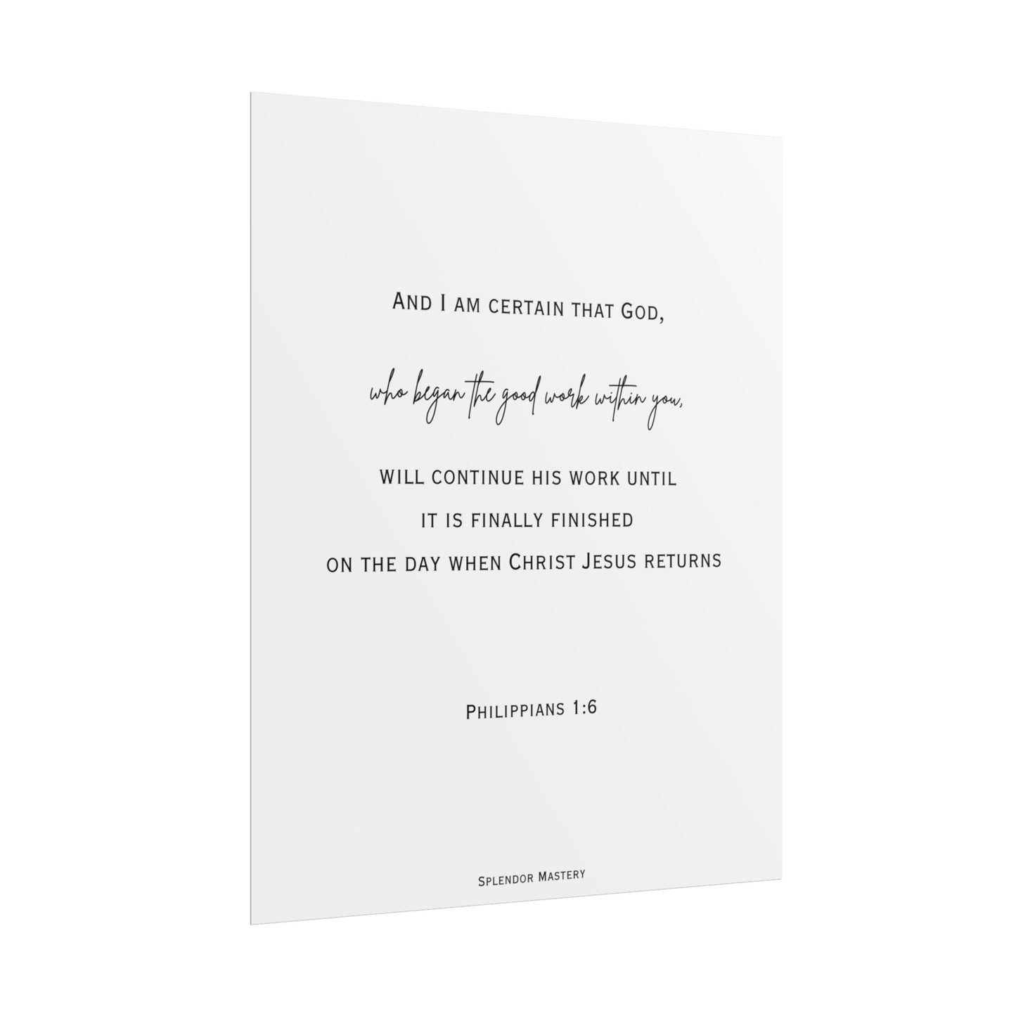 Philippians 1:6, Rolled Poster, Vertical