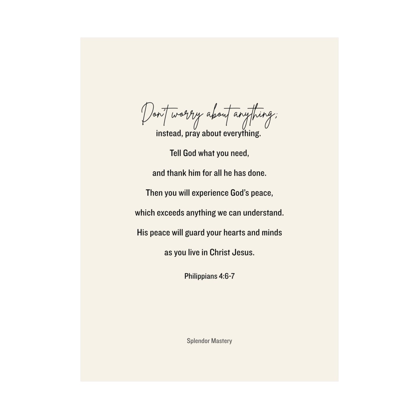 Philippians 4:6-7, Matte Vertical Poster