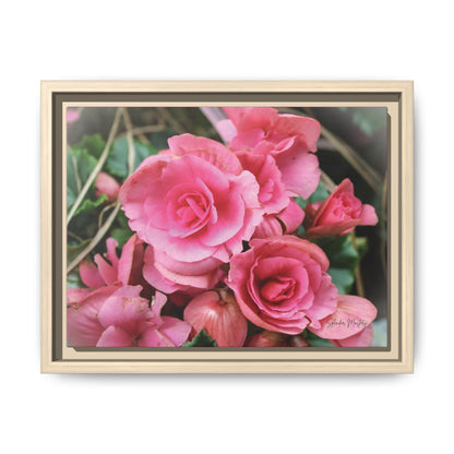 Pink Flowers - Matte Canvas, Framed (Natural)