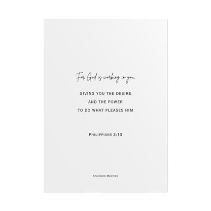 Philippians 2:13, Rolled Poster, Vertical