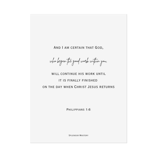 Philippians 1:6, Rolled Poster, Vertical