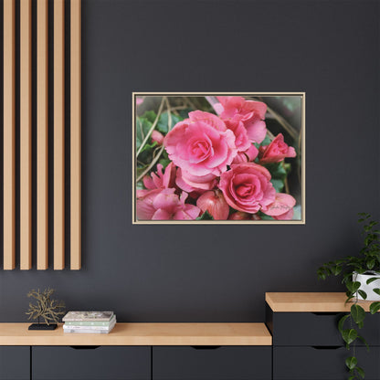 Pink Flowers - Matte Canvas, Framed (Natural)