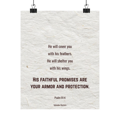 Psalm 91:4, Inspirational Matte Vertical Poster