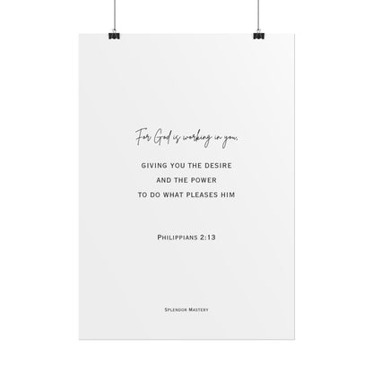 Philippians 2:13, Rolled Poster, Vertical