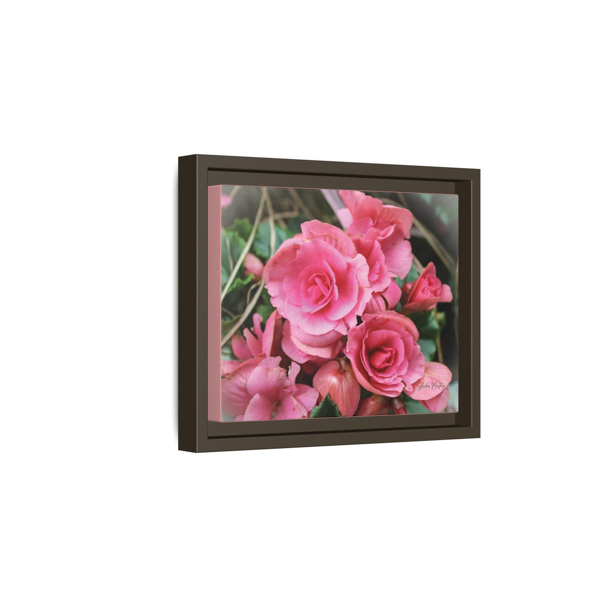 Pink Flowers - Matte Canvas, Framed (Natural)