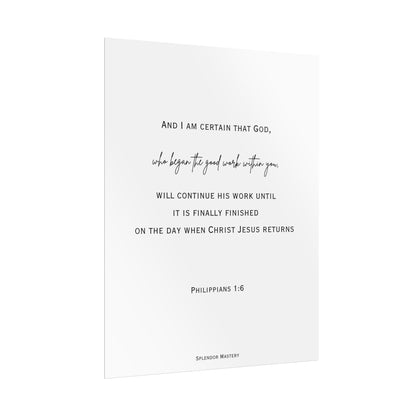 Philippians 1:6, Rolled Poster, Vertical