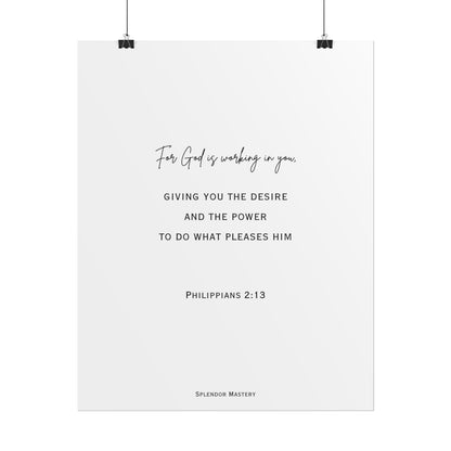 Philippians 2:13, Rolled Poster, Vertical