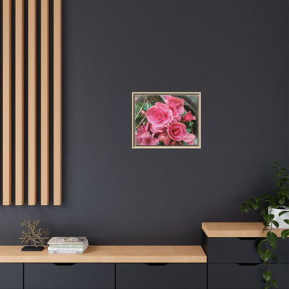 Pink Flowers - Matte Canvas, Framed (Natural)