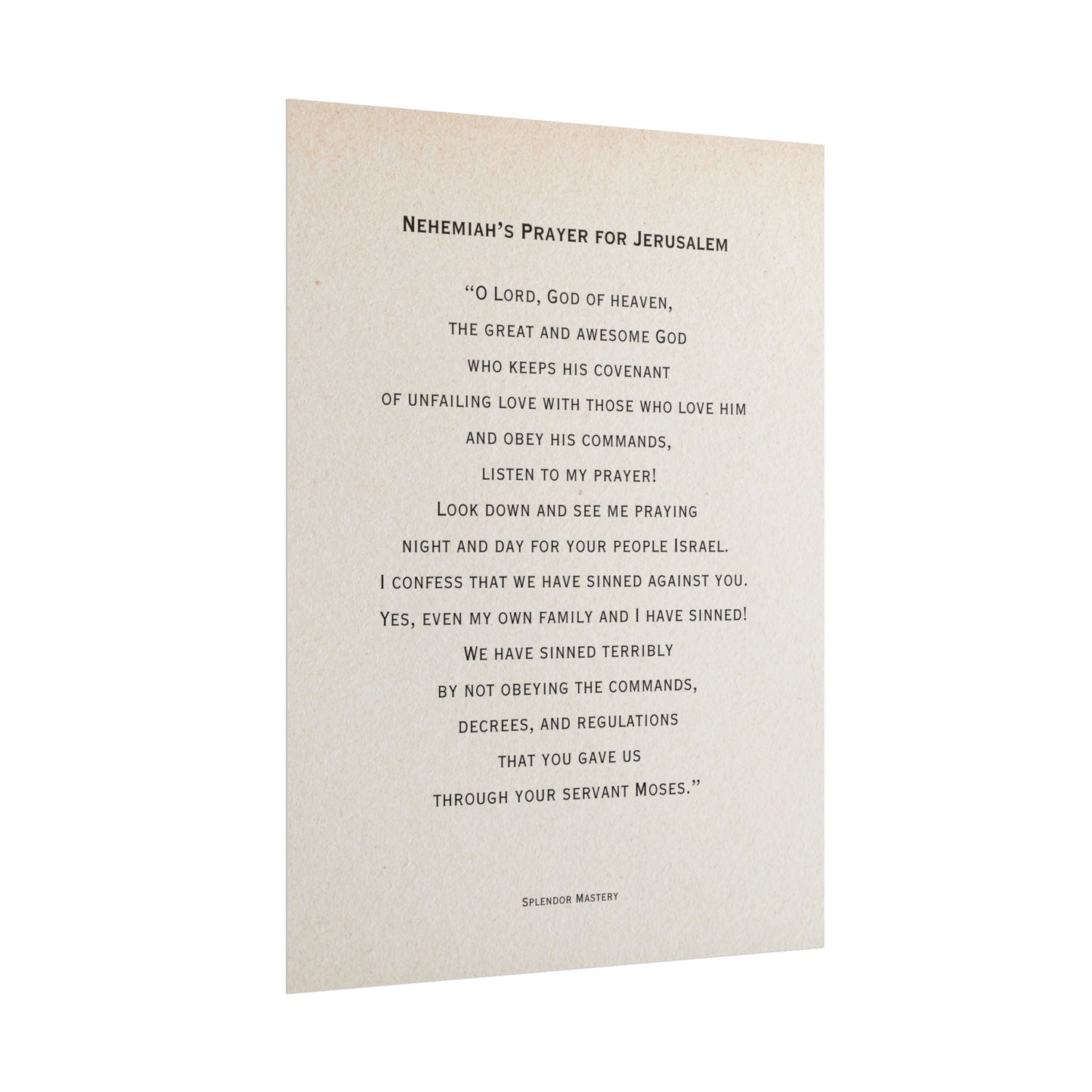 Nehemiah's Prayer for Jerusalem, Poster