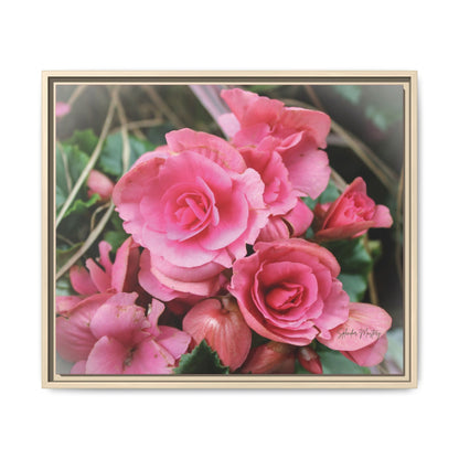Pink Flowers - Matte Canvas, Framed (Natural)