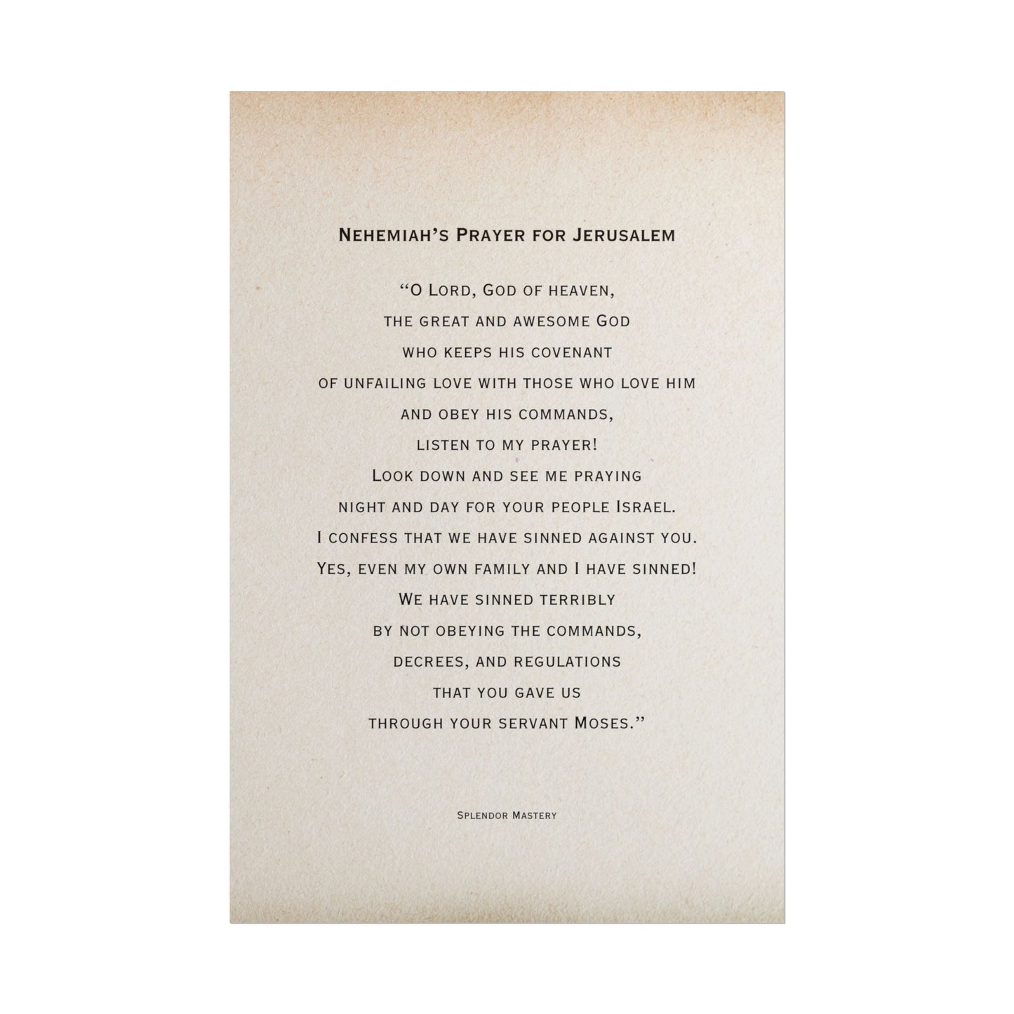 Nehemiah's Prayer for Jerusalem, Poster