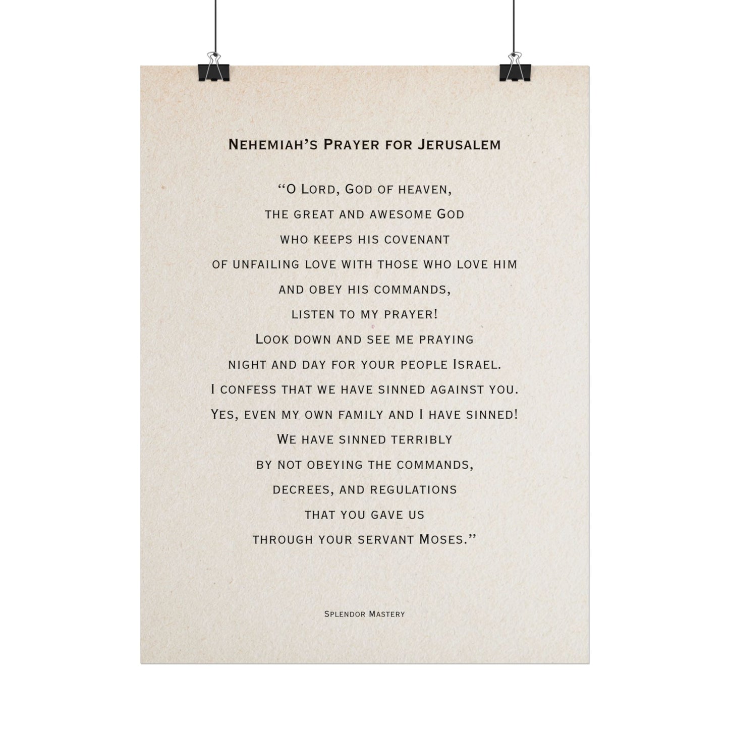 Nehemiah's Prayer for Jerusalem, Poster