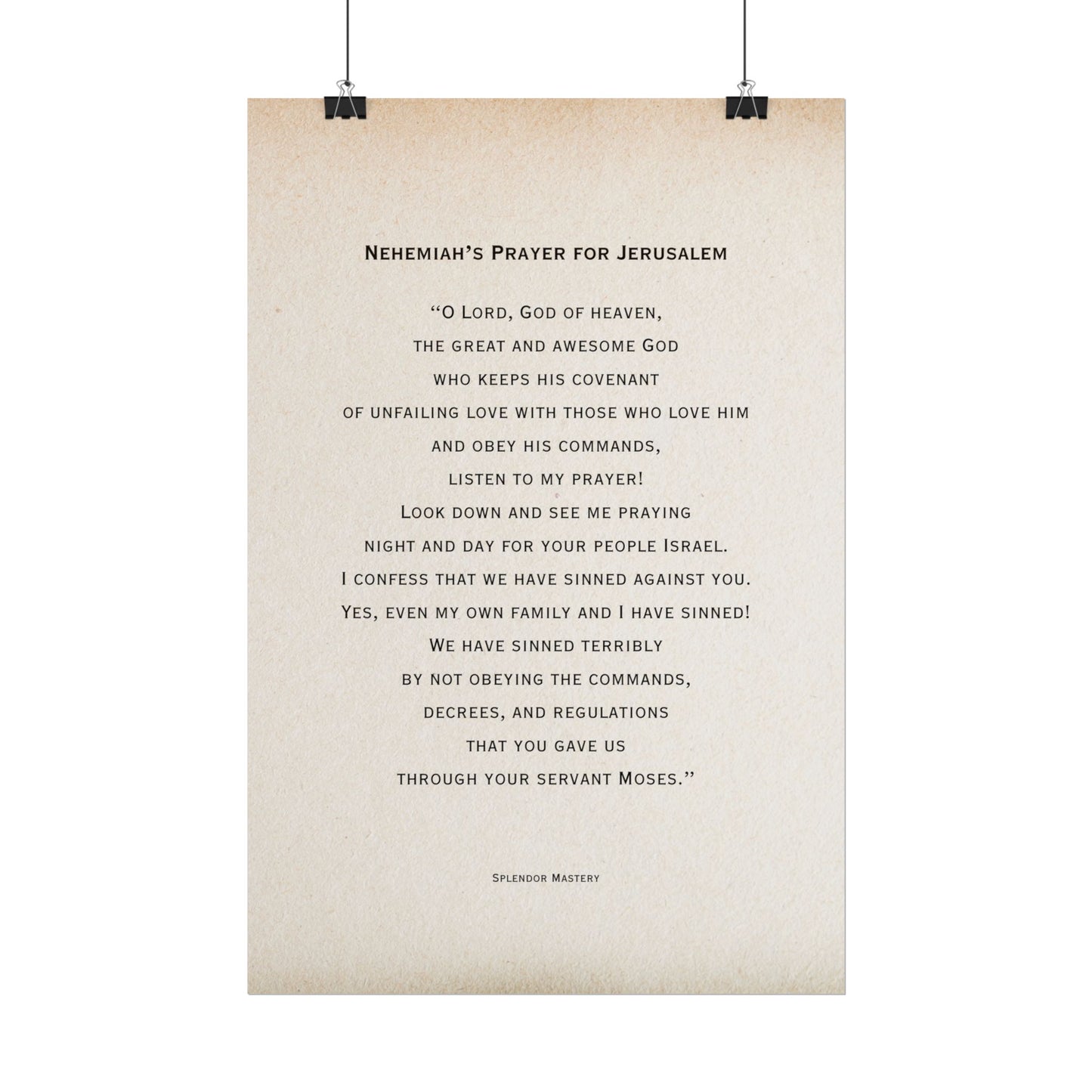 Nehemiah's Prayer for Jerusalem, Poster
